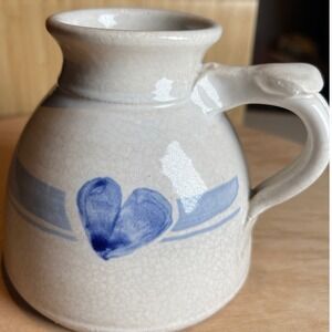 Vintage Studio Pottery No Spill Travel‎ Mug Blue Heart Design